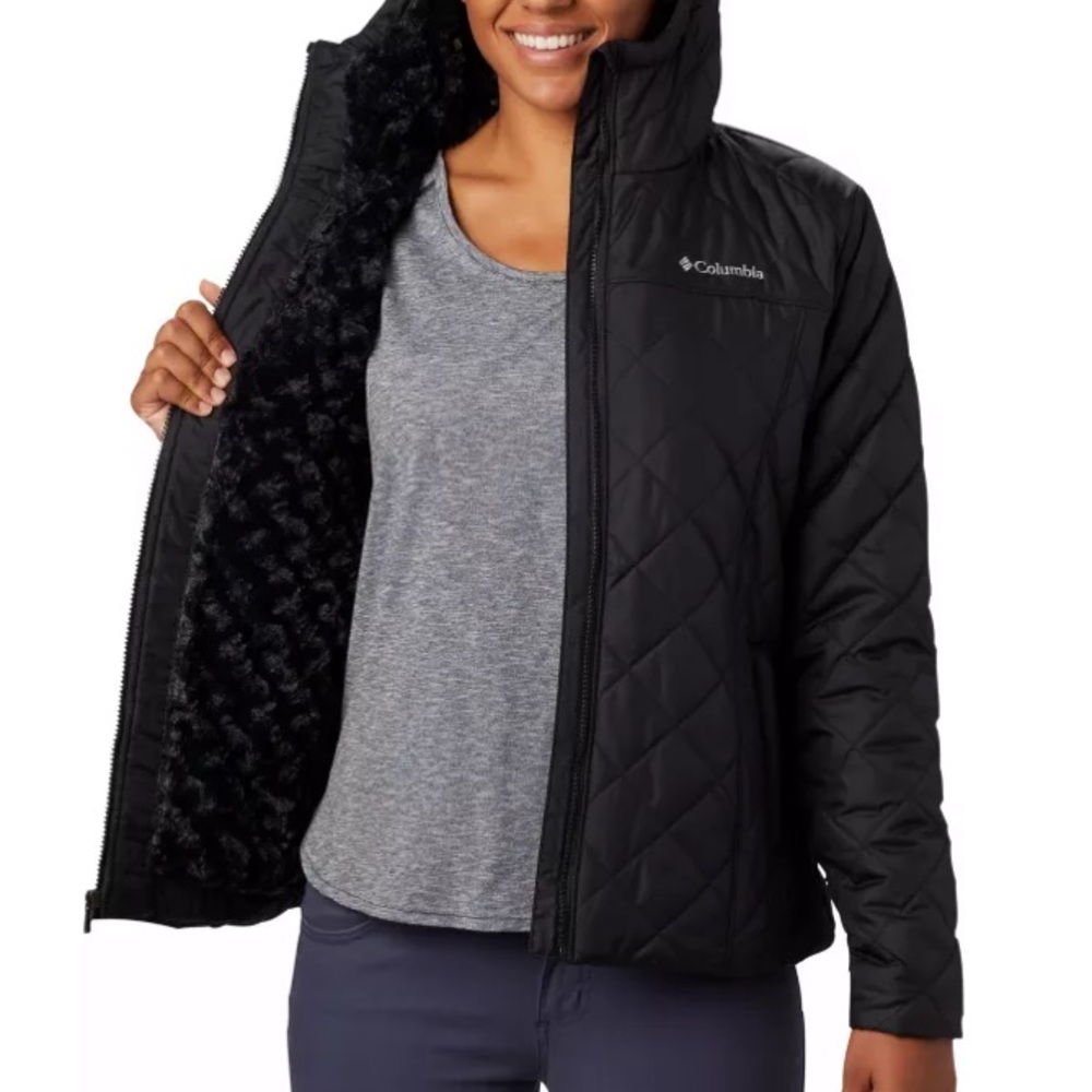 NWT COLUMBIA XL 16/18 copper crest black hooded jacket - Picture 5 of 8